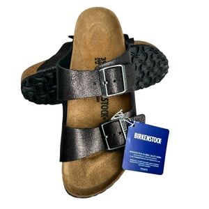 🆕 Birkenstock Arizona Suede Sandal Leather Metallic Brown Shimmering